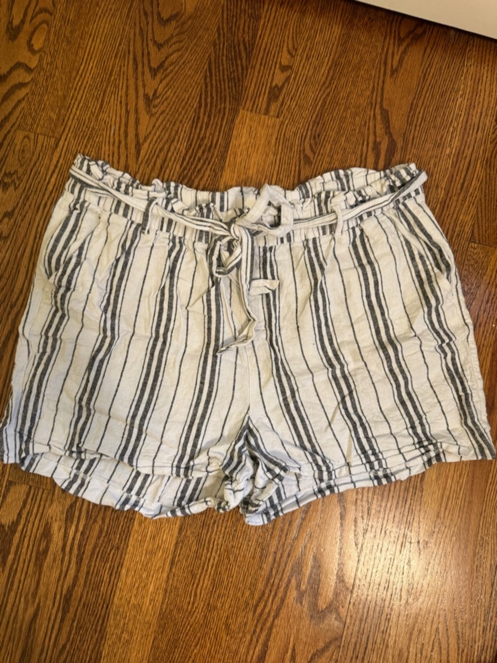 Old Navy White Shorts with Black Vertical Stripes